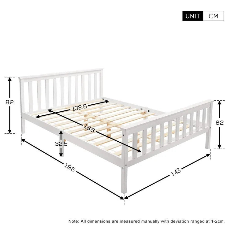 Rigdon White Wood Double Bed Frame