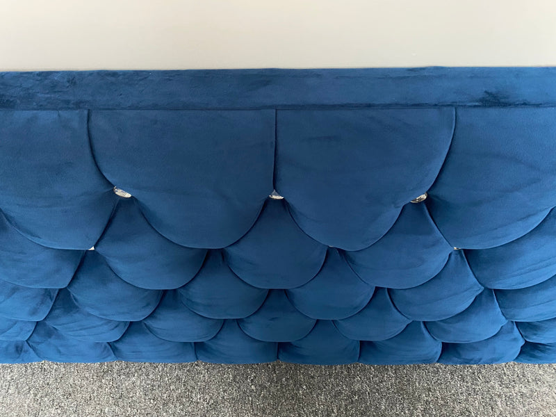 Chesterfield Blue Upholstered Double Headboard