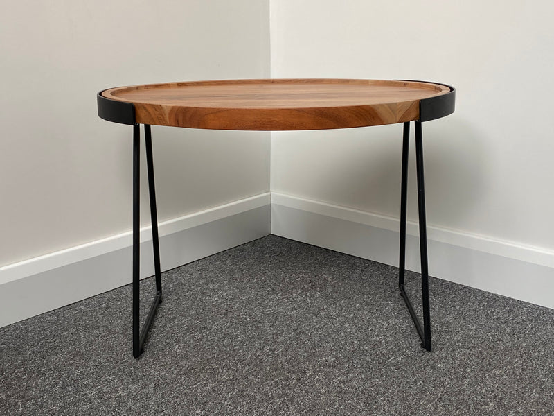 Nelle Wood & Metal Oval Side Table