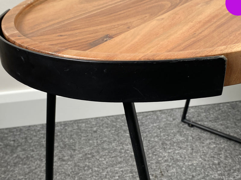 Nelle Wood & Metal Oval Side Table
