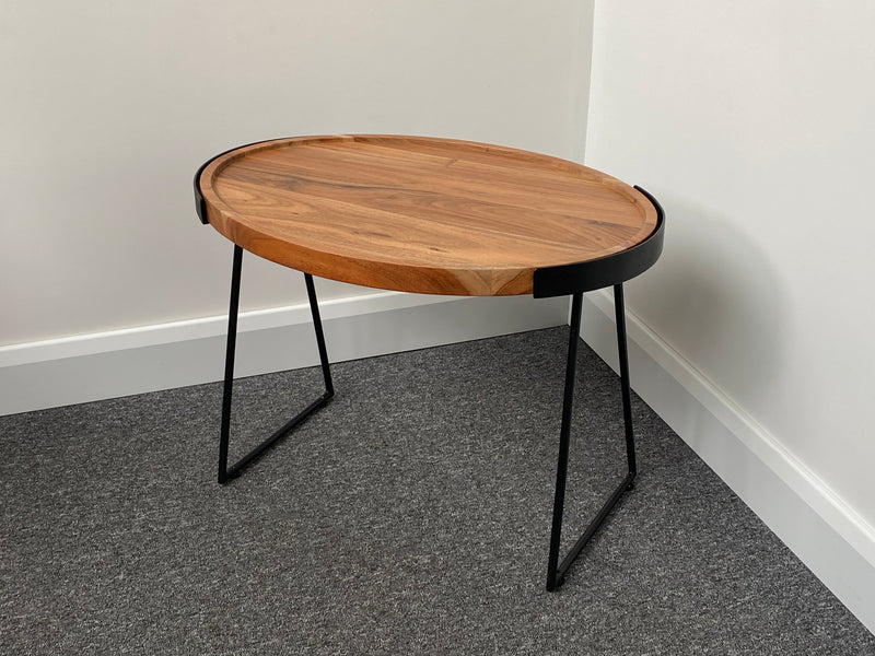 Nelle Wood & Metal Oval Side Table