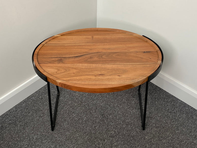 Nelle Wood & Metal Oval Side Table