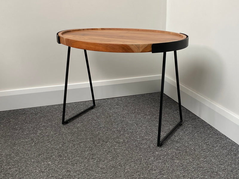 Nelle Wood & Metal Oval Side Table