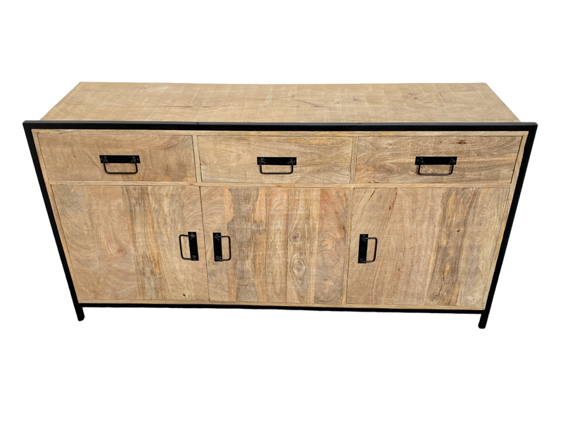 Uno Rustic Wood & Metal 3 Door 3 Drawer Sideboard