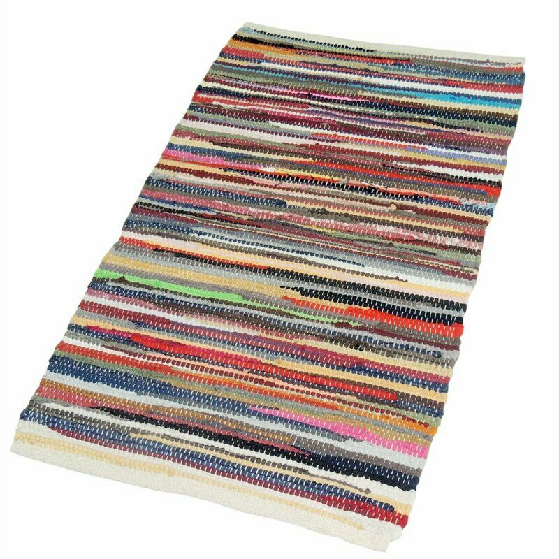 Abbeyville 90 x 150cm Handwoven 100% Cotton Area Rug: Multi coloured