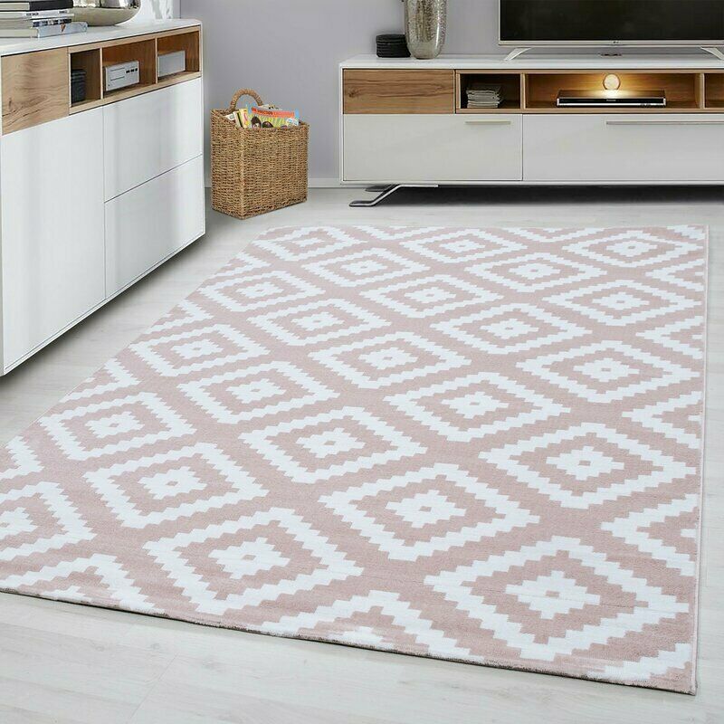 Saima 200 x 290cm Woven Area Rug: Light Pink