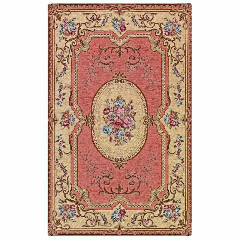 XVII Fain French 65 x 110cm Area Rug: Pink