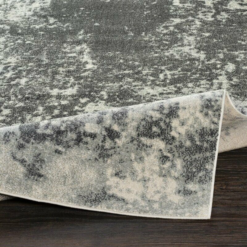 Carvell 19 x 170cm Mottled Faded Effect Area Rug: Grey