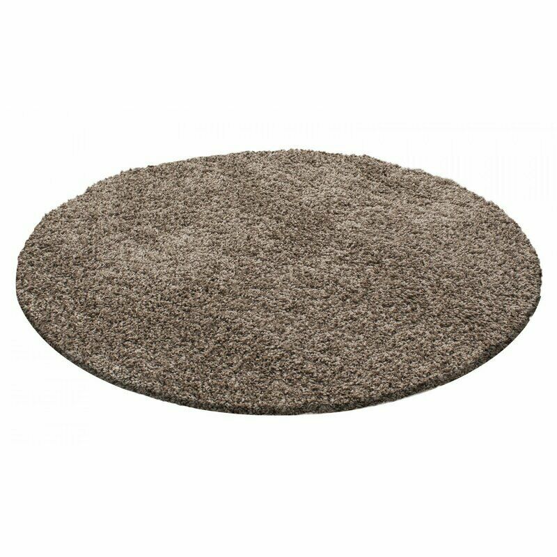 Dream 120cm Round Deep Shaggy Pile Area Rug: Mocha