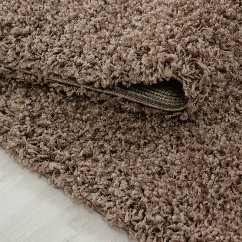 Dream 120cm Round Deep Shaggy Pile Area Rug: Mocha