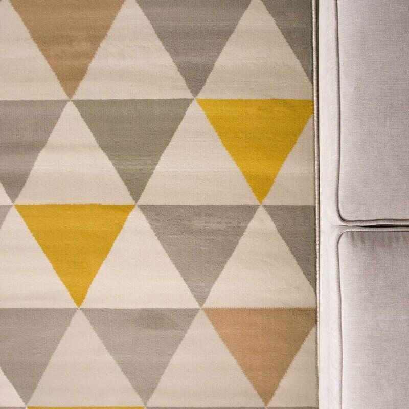 Zhora 80 x 150cm Rectangular Area Rug: Ochre Yellow / Grey