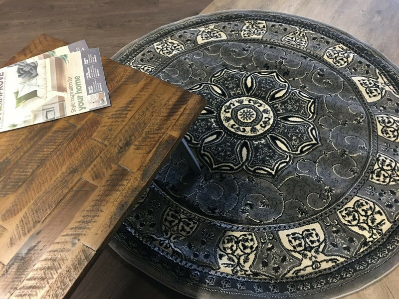 Gorge Round 150 cm Area Rug: Charcoal