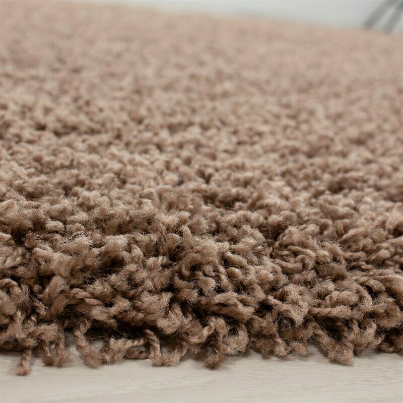 Dream 120cm Round Deep Shaggy Pile Area Rug: Mocha