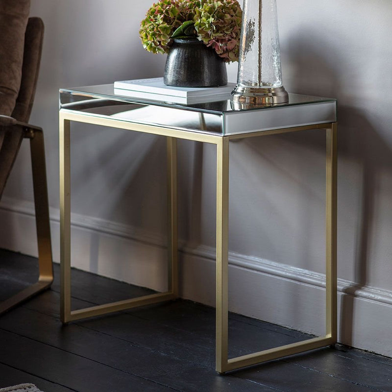 Pippard Mirrored Side Table: Champagne