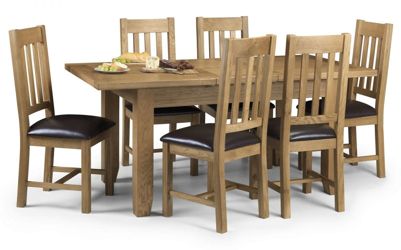 Astoria Oak 140-180cm Extending Dining Table & 6 Faux Leather Chairs