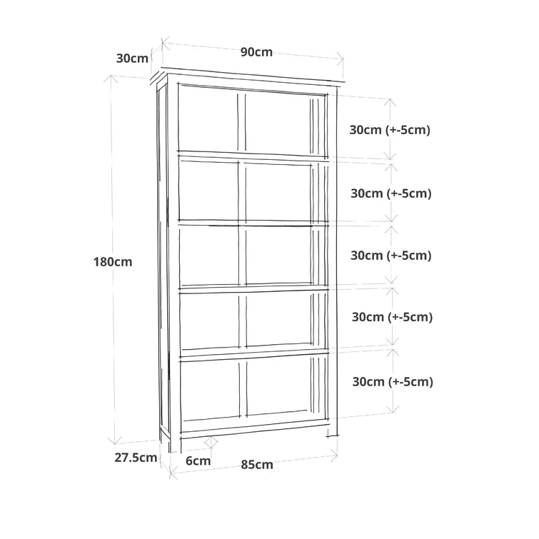 Arietta Antique Lacquered 180 x 90cm Bookcase