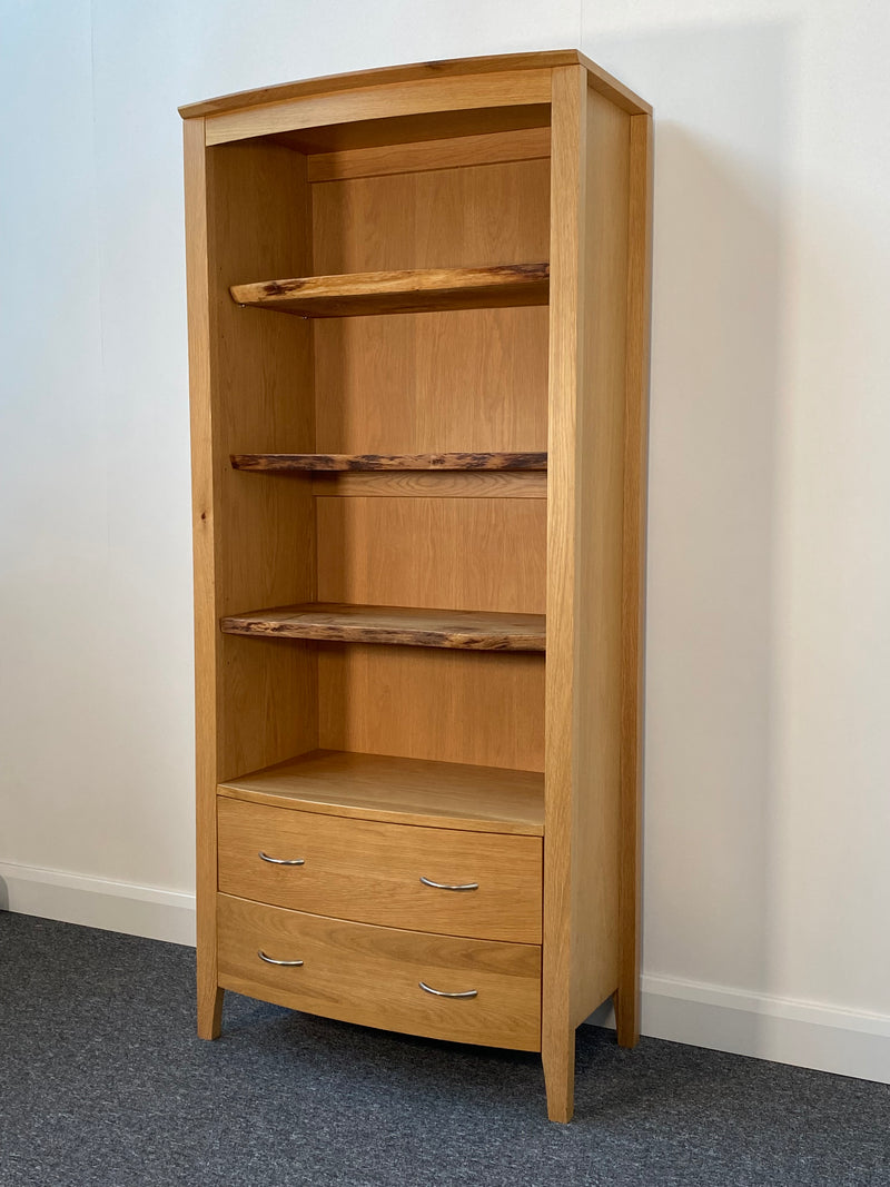 Bentley Oak 4 Shelf 2 Drawer 80cm Bookcase