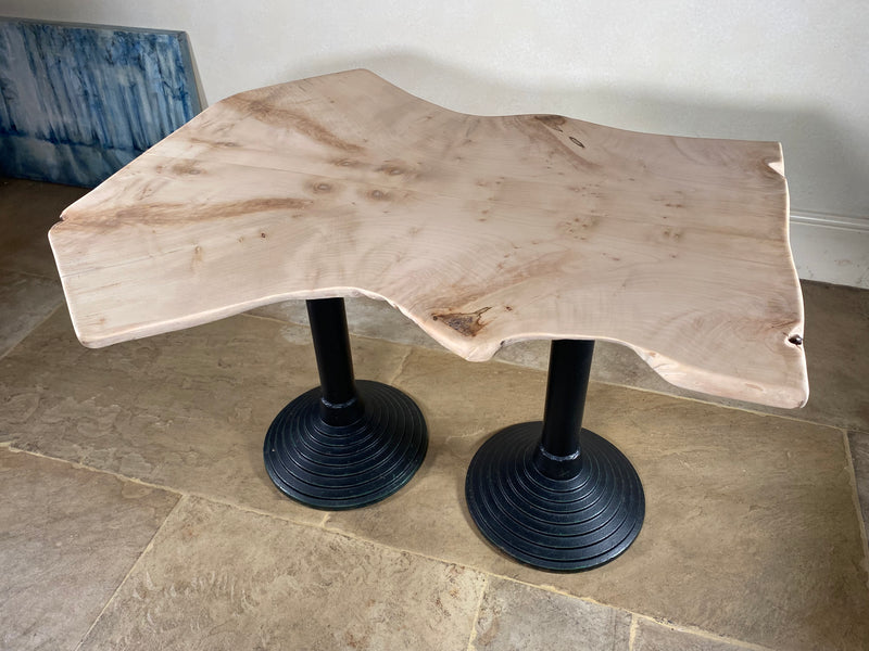 Handmade 112cm Sycamore Dining Table with Pedestal Bases
