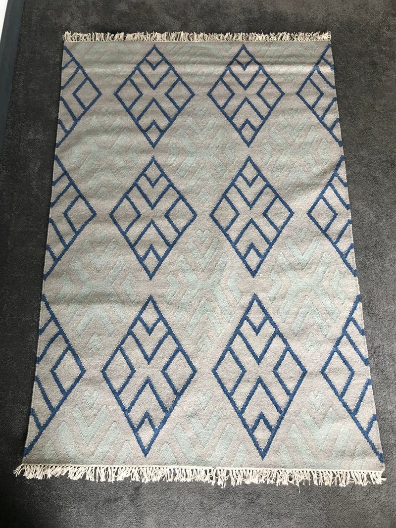 Boston 152 x 226cm Tulane Handmade Kilim Wool Area Rug: Grey