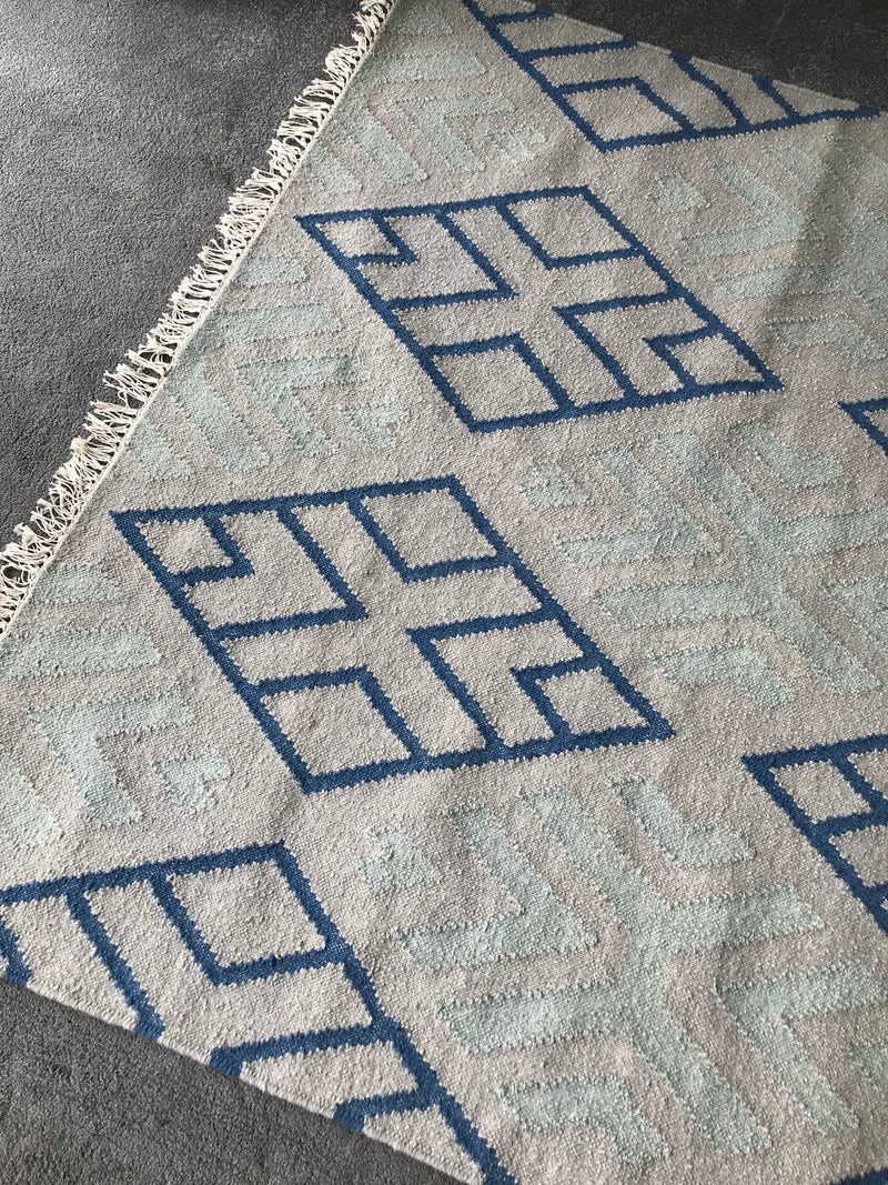 Boston 152 x 226cm Tulane Handmade Kilim Wool Area Rug: Grey