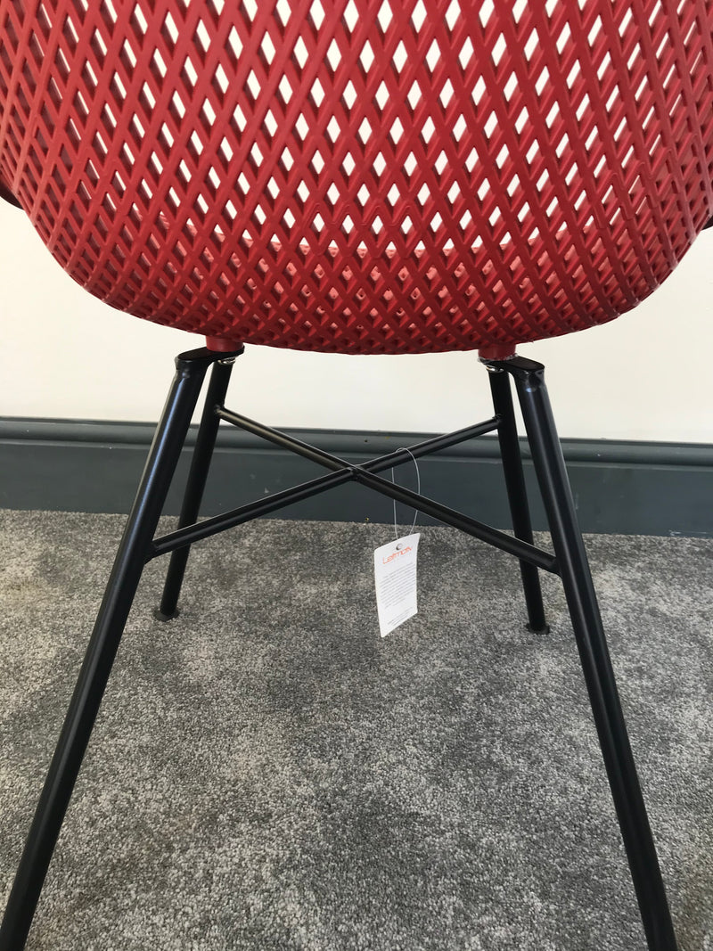 Pair of Diamond Mesh Dining Chairs: Clay Brown Red