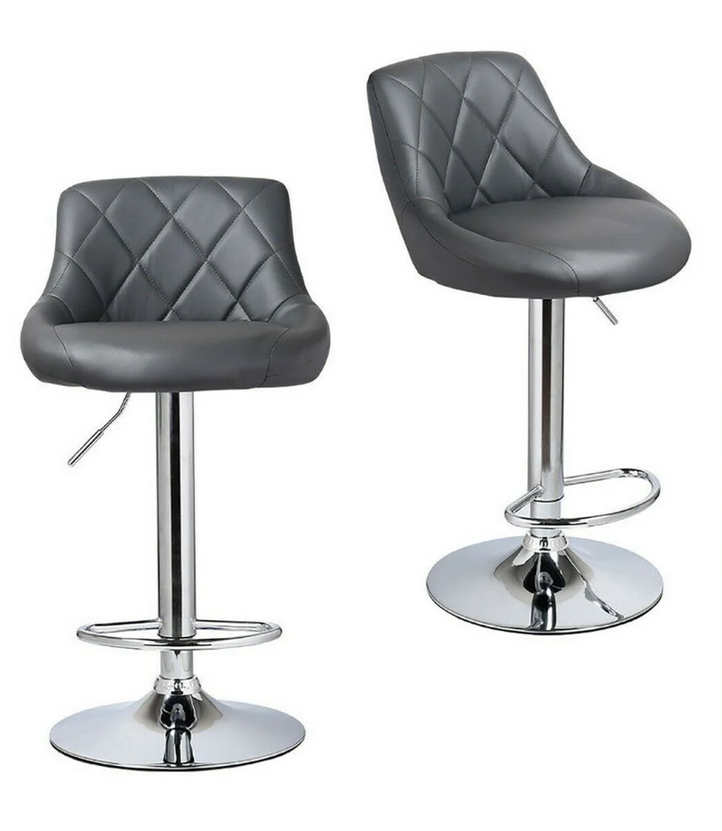 Pair of Sievers Grey Height Adjustable Swivel Bar Chairs