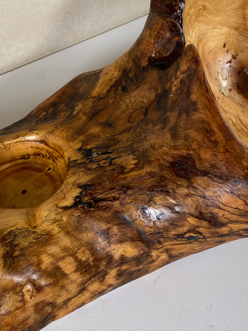 Handmade Sycamore Live Edge Chips & Dip Serving Tray