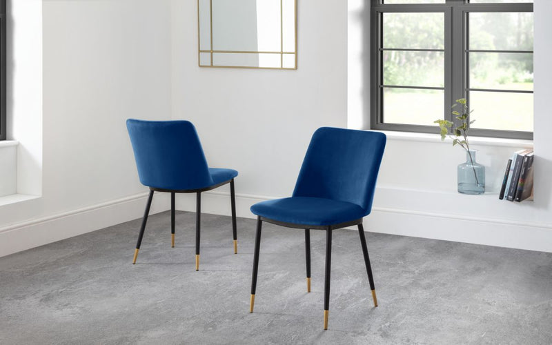 Pair of Blue Delaunay Dining Chairs