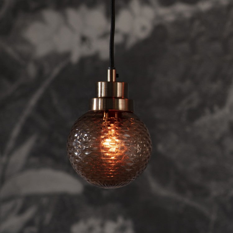 Detling Amber Glass & Antique Bronze Globe Ceiling Pendant Light