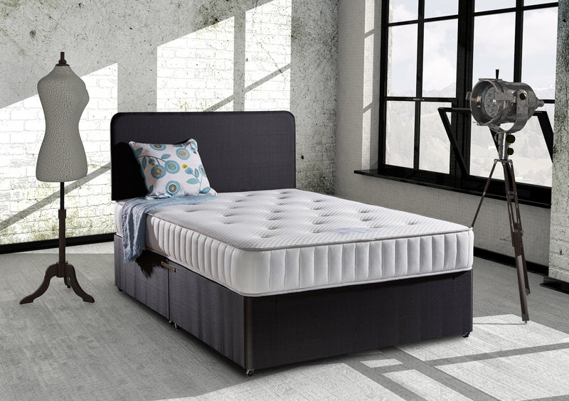 Upholstered Fabric Divan Bed Base with Optional Headboard