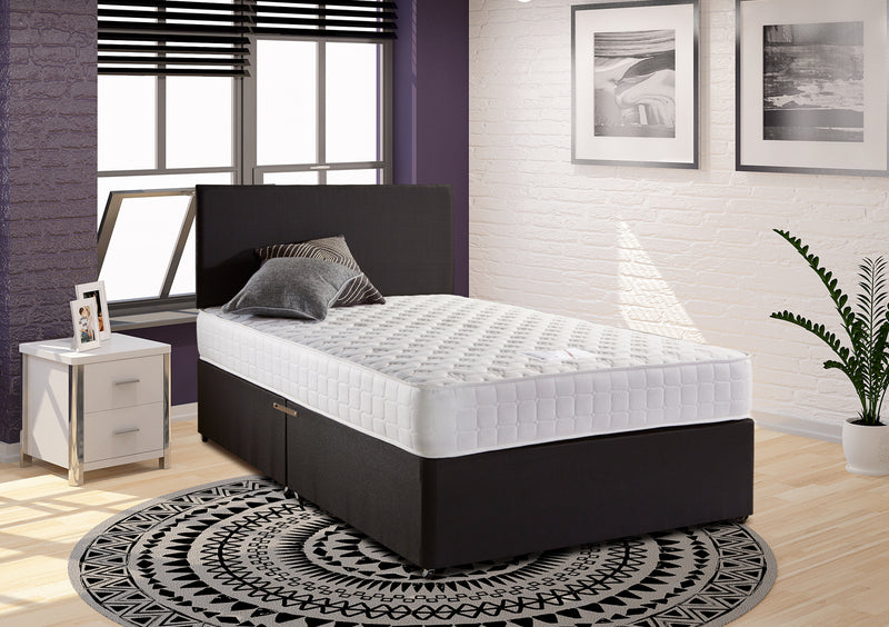 Upholstered Fabric Divan Bed Base with Optional Headboard