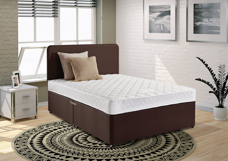 Upholstered Fabric Divan Bed Base with Optional Headboard