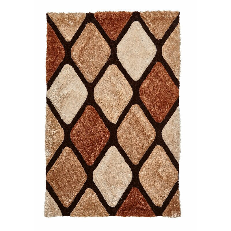 Elisha 120 x 170cm Handmade Tufted Deep Pile Area Rug: Brown/Beige