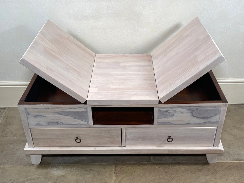 Rustic whitewash sales coffee table