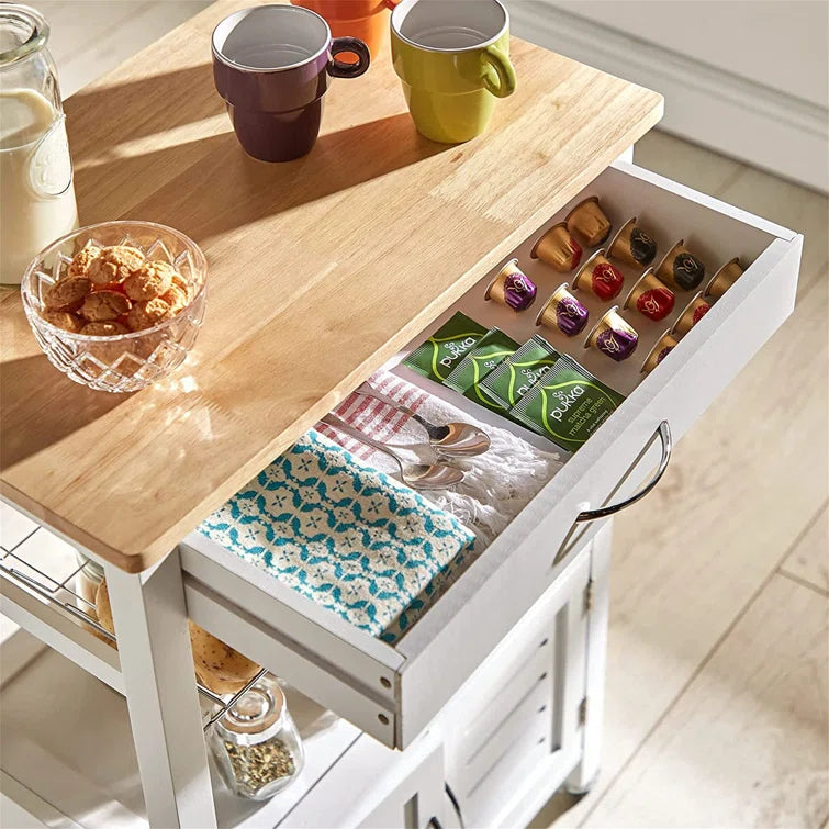 Marchan White Kitchen Island Trolley