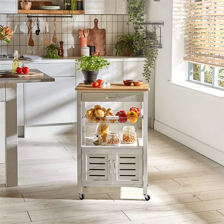 Marchan White Kitchen Island Trolley