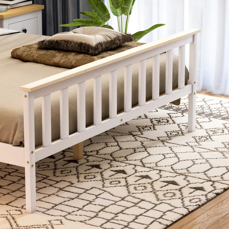 Milan King Size White & Pine High Foot Bed Frame