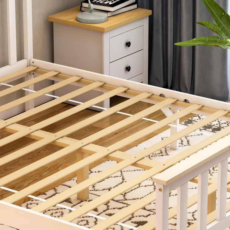 Milan King Size White & Pine High Foot Bed Frame