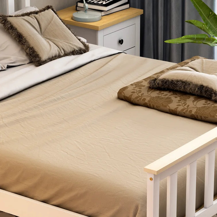 Milan King Size White & Pine High Foot Bed Frame