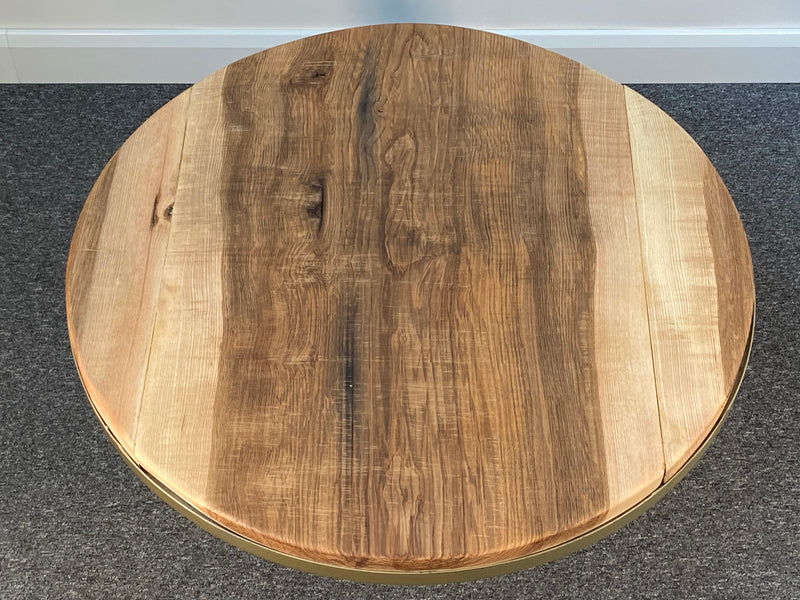 Pickford Olive Ash Wood & Champagne Round Coffee Table