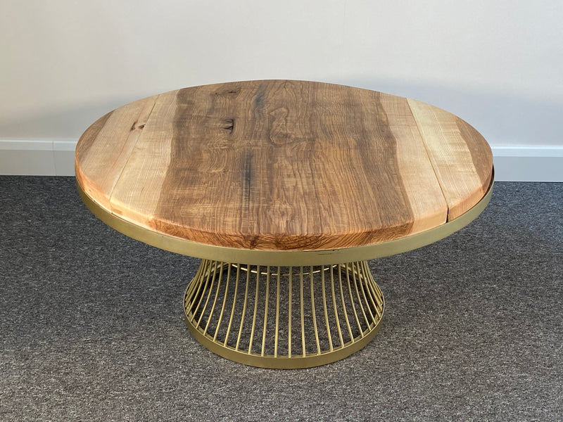 Pickford Olive Ash Wood & Champagne Round Coffee Table