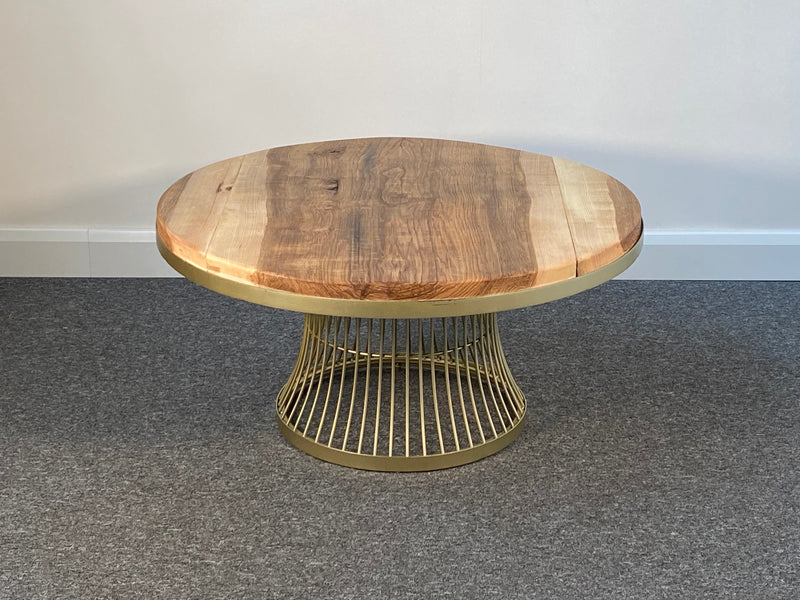 Pickford Olive Ash Wood & Champagne Round Coffee Table