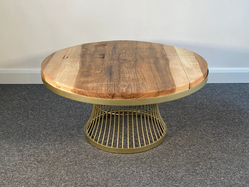 Pickford Olive Ash Wood & Champagne Round Coffee Table