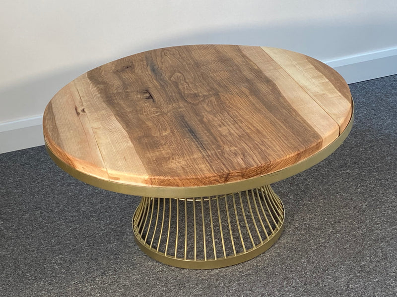 Pickford Olive Ash Wood & Champagne Round Coffee Table