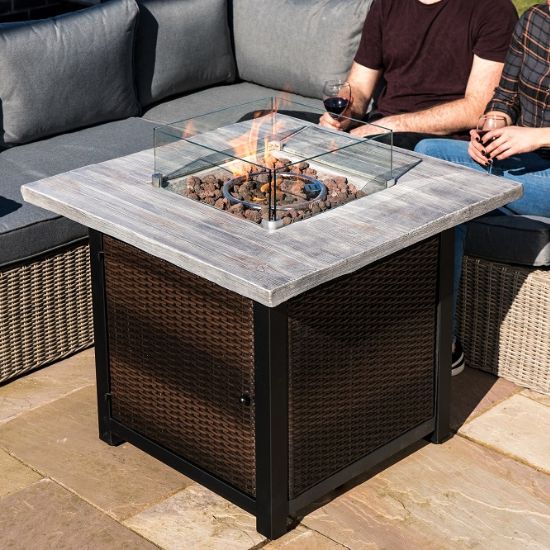 Outdoor 86cm Square Propane Gas Fire Pit