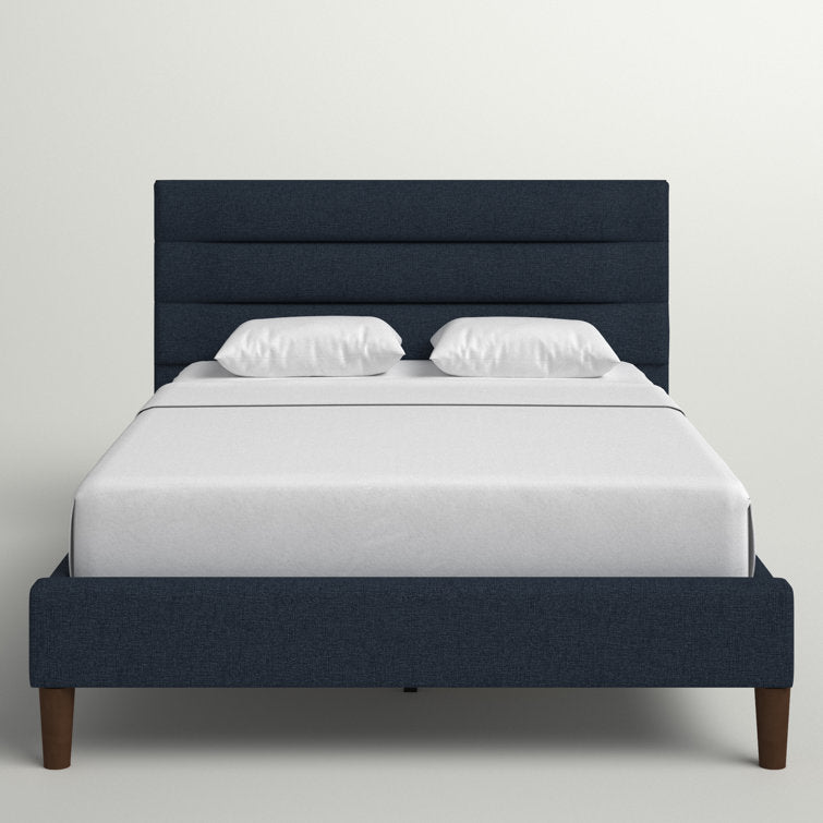 Sherlyn Navy Blue Upholstered Kingsize Bed Frame