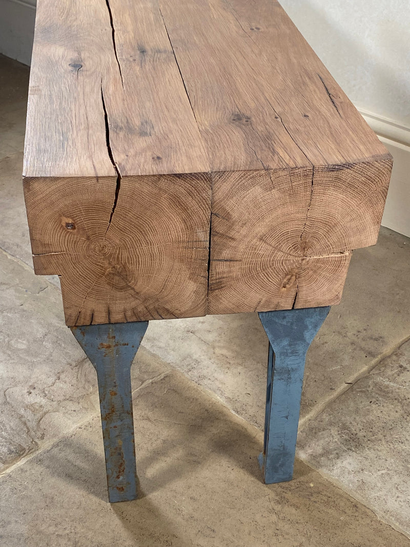 Handmade Chunky Oak Industrial Coffee Table / Bench