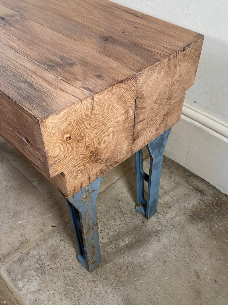 Handmade Chunky Oak Industrial Coffee Table / Bench