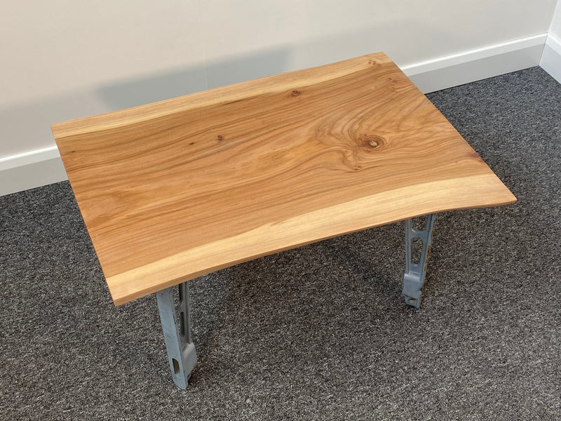 Handmade Elm Live Edge Coffee Table with Cast Iron Legs