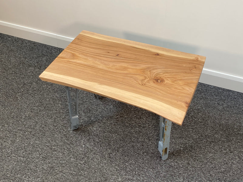 Handmade Elm Live Edge Coffee Table with Cast Iron Legs